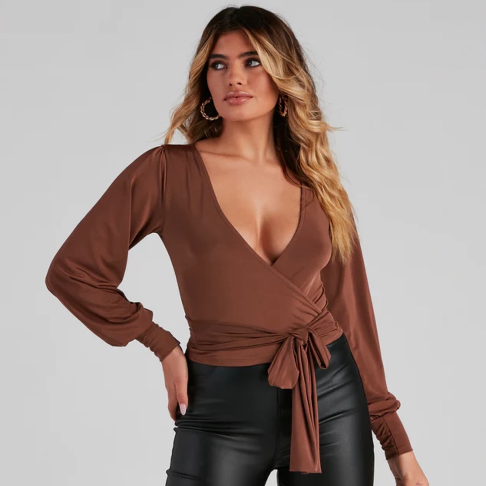Windsor Knit Wrap Front Top